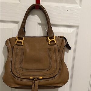 Chloe Marcie medium tan Leather Shoulder Bag with gold hardware